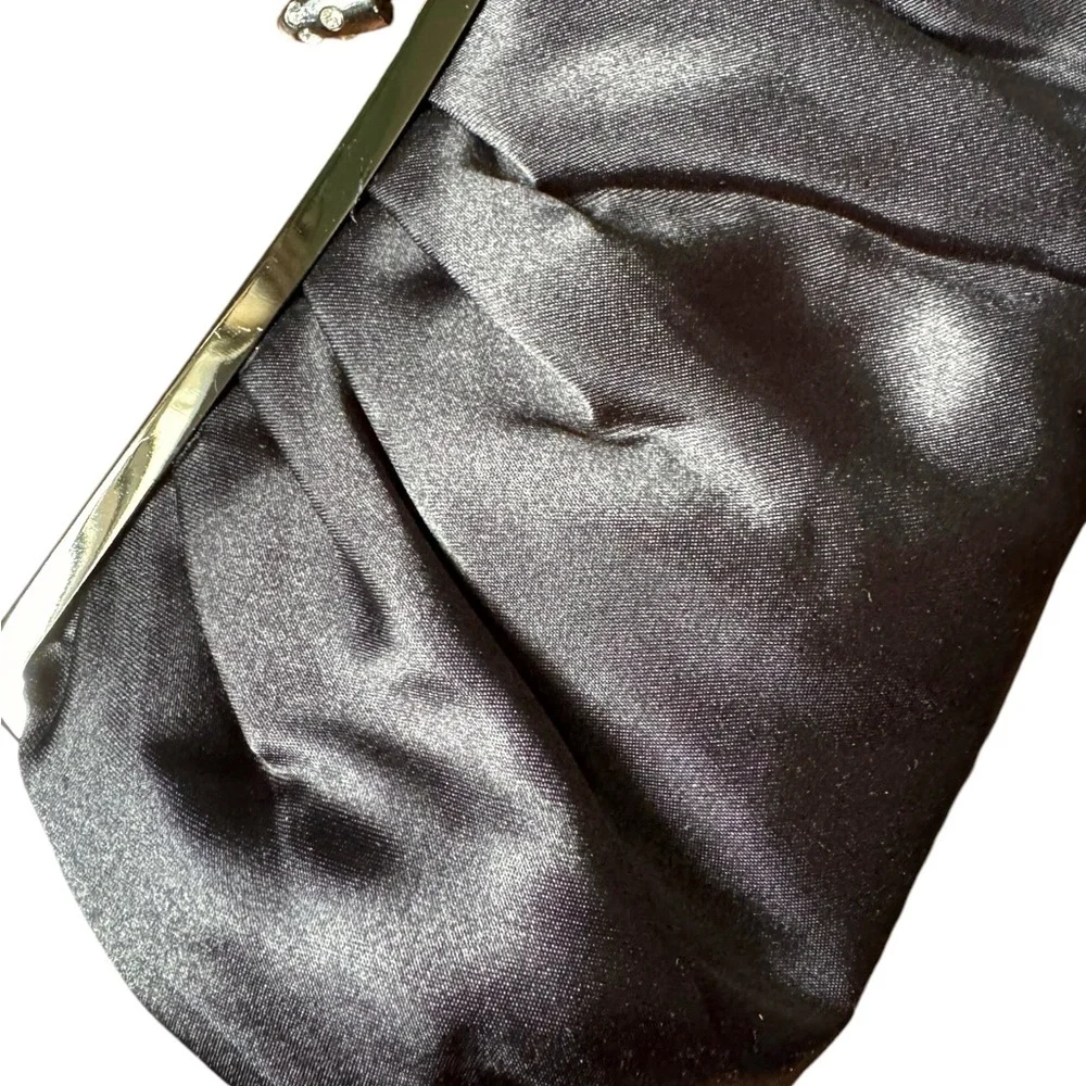 Wet Seal Black Faux Satin Clutch
